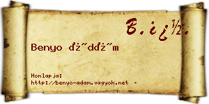 Benyo Ádám névjegykártya